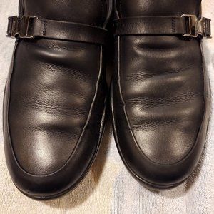 Prada Linea Rossa Black Leather Buckle Loafer